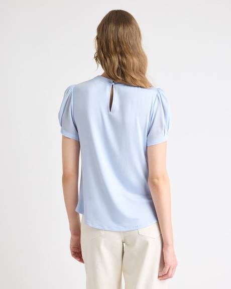 Blouse Bimati&egrave;re &agrave; Manches Courtes et Col Rond