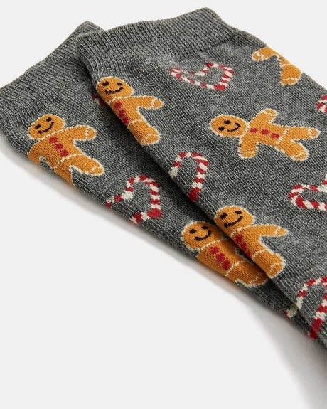 Dark Grey Gingerbread Socks