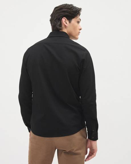 Long-Sleeve Piqu&eacute; Cotton Shirt
