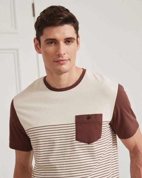 Colour Block T-Shirt with Contrast Accents