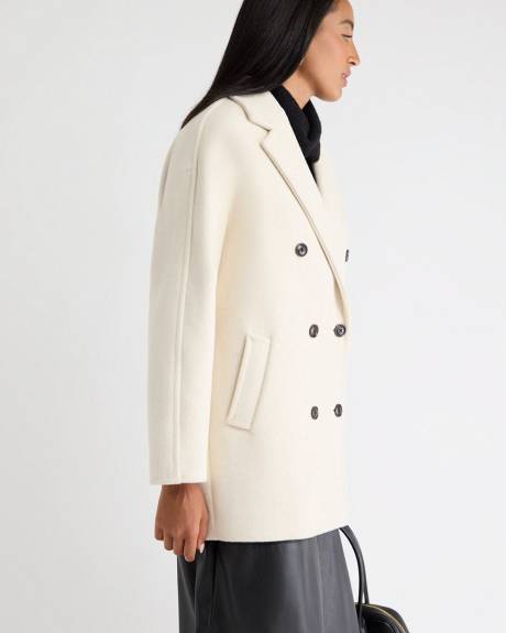 Melton Wool-Blend Double-Breasted Peacoat