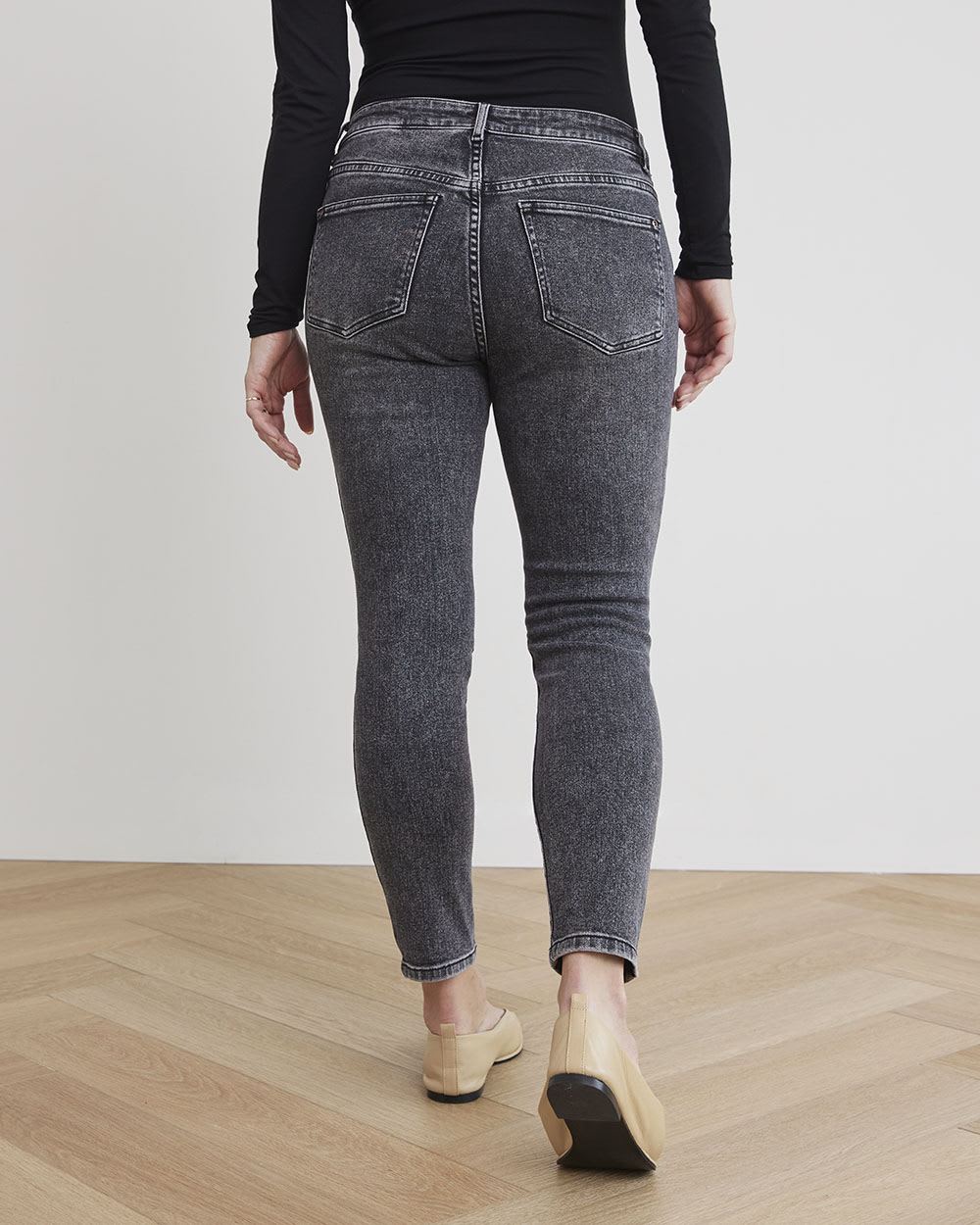 Grey Wash Skinny Ankle Leg Jeans - Thyme Maternity