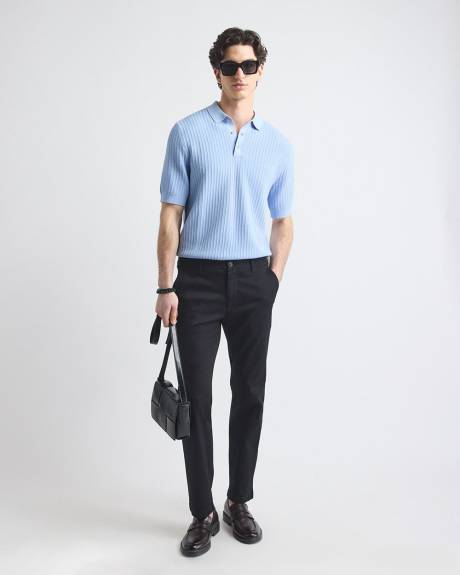 Pull Polo Texturé à Manches Courtes