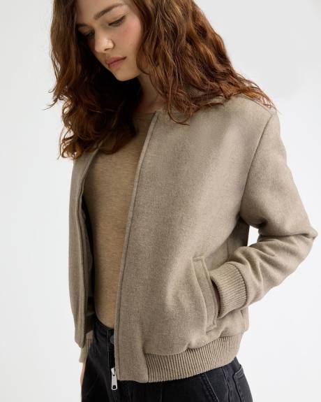 Wool-Blend Zip-Up Bomber Jacket