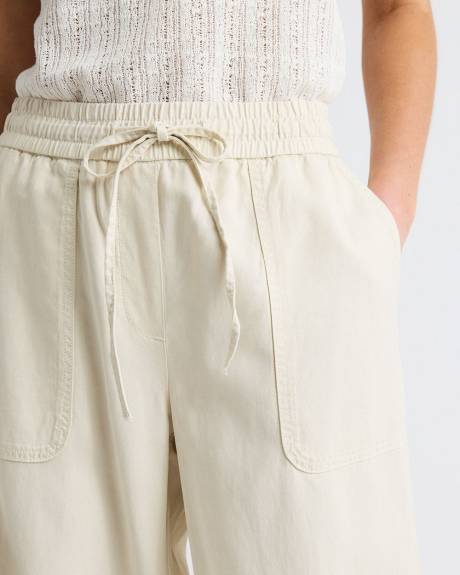 Twill Mid-Rise Wide-Leg Pant