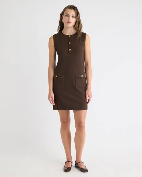 Sleeveless Crew-Neck Mini Sweater Dress