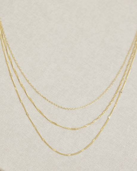 14K Gold-Plated Three-Row Chain Necklace