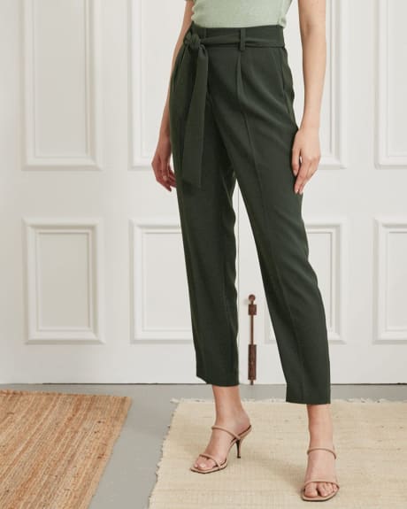 High-Waisted Tapered Leg Crepe Pant - 28"