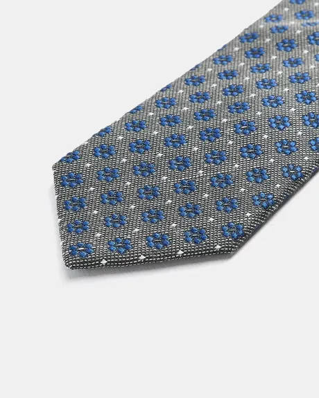 Regular Green Tie with Blue Flowers