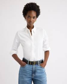 Fitted Long-Sleeve Poplin Blouse