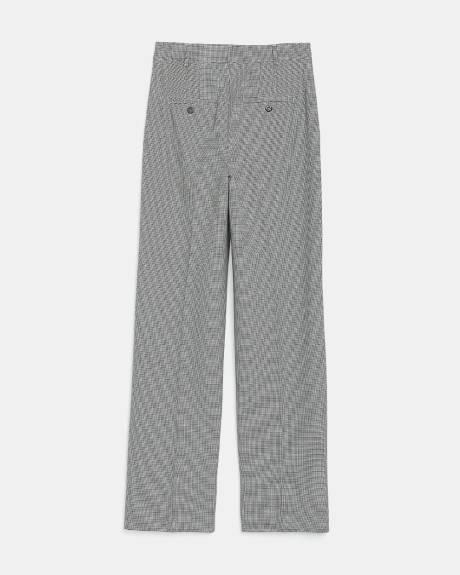 Pantalon Signature Taille Haute à Jambe Large en Mini Pied-de-Poule