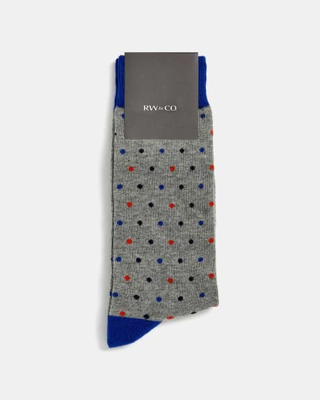Grey Socks with Colourful Dots