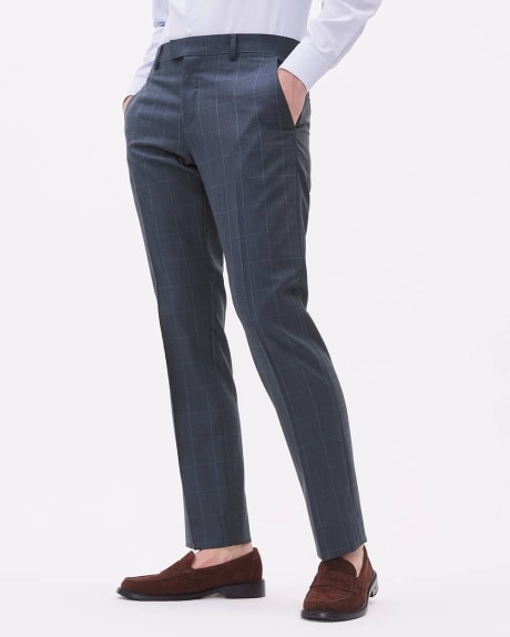 Tailored-Fit Navy Windowpane Wool Suit Pant