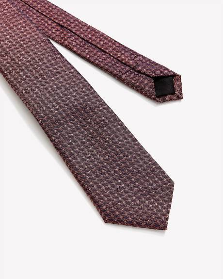 Cravate Étroite à Motif Géométrique Carré