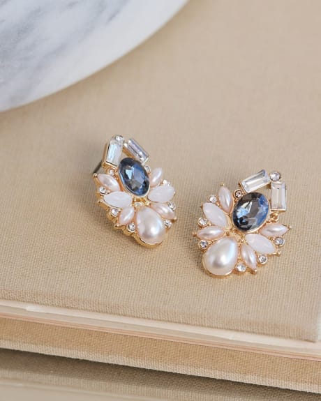 Earrings with Pearls and Shiny Stones