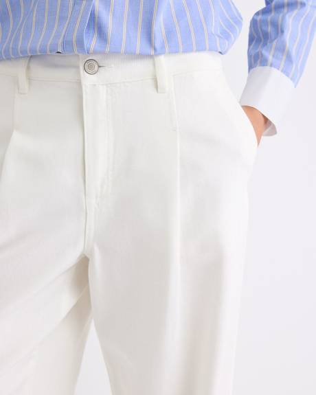 Mid-Rise Wide-Leg Cream Jeans