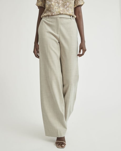 Two Tone Beige Mid-Rise Wide Leg Pant - 33"