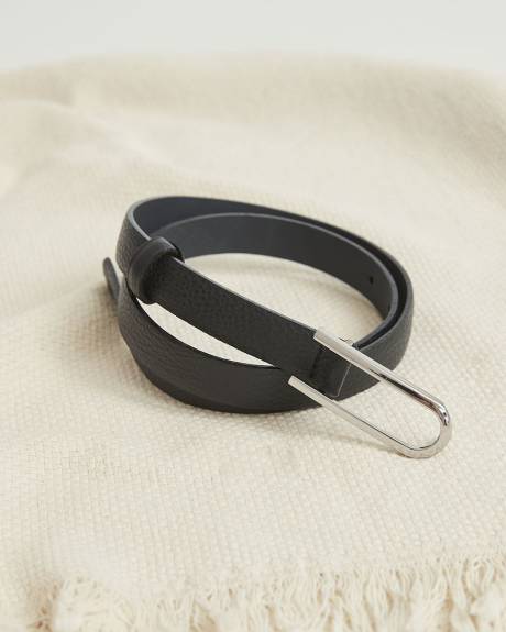 Leather Belt with U-Shaped Buckle