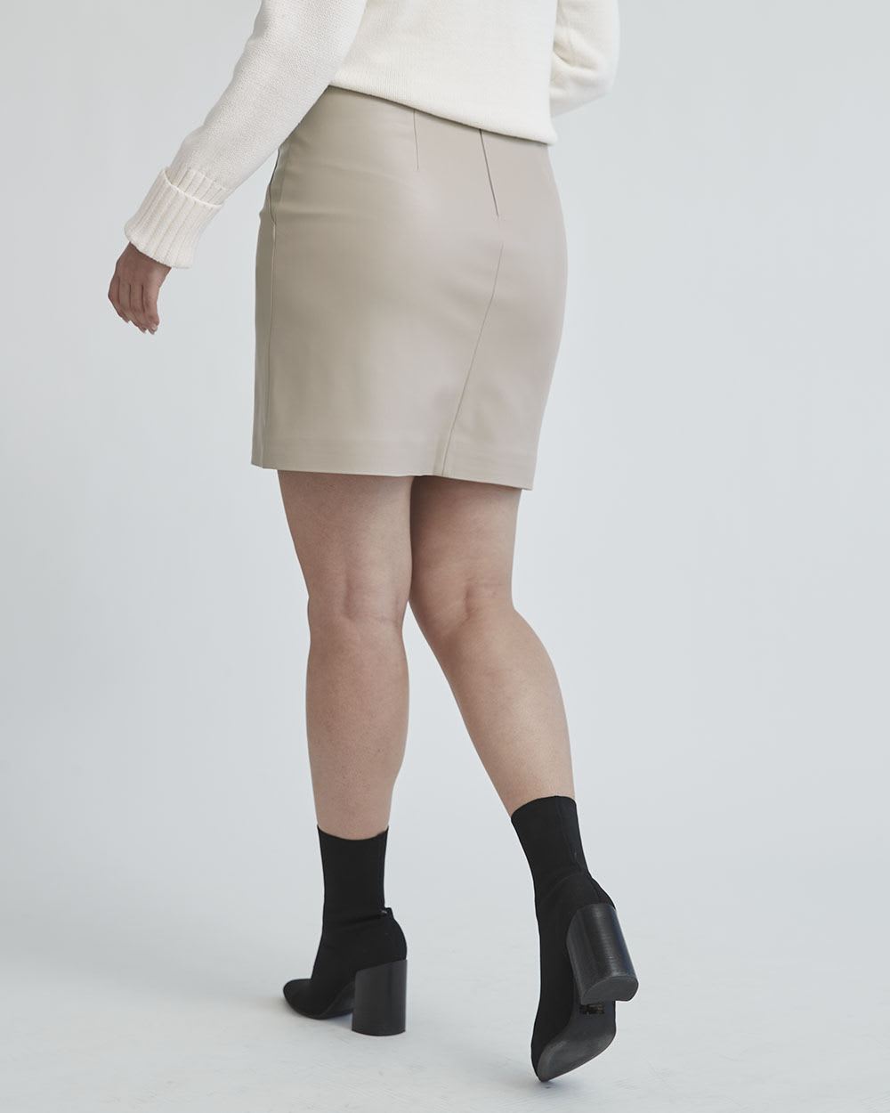 Faux Leather High-Waist A-Line Mini Skirt