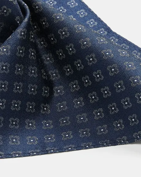Navy Handkerchief with Geometric Flowers