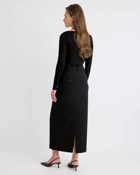 Jupe Droite Maxi Noire en Sergé