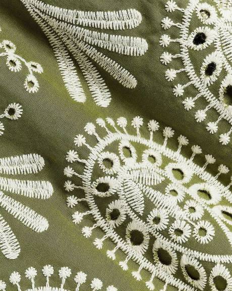 Blouse Sans Manches &agrave; D&eacute;tails Brod&eacute;s avec Volants