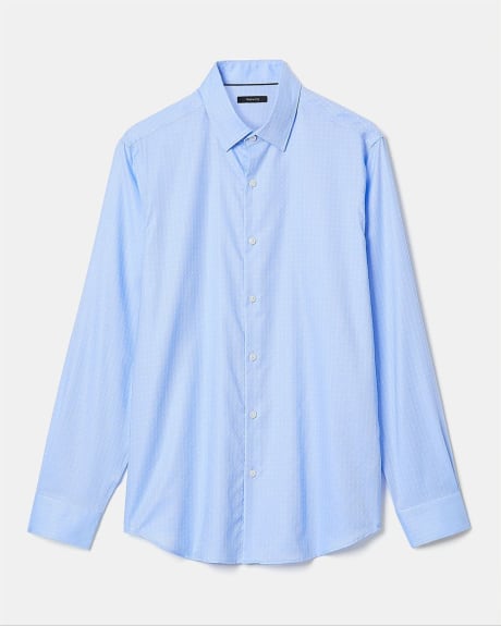 Blue Regular-Fit Dobby Dress Shirt