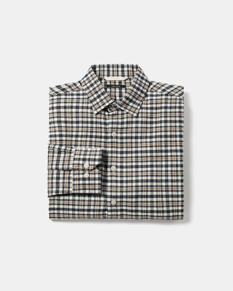 Regular Fit Neutral Plaid Flannel Shirt