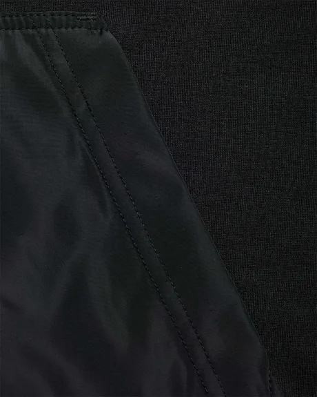 Black Heavy Knit Hoodie Sweatshirt with Nylon Inserts