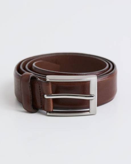 Textured Brown Leather Belt