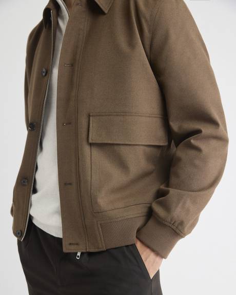 Twill Bomber Jacket with Shirt Collar