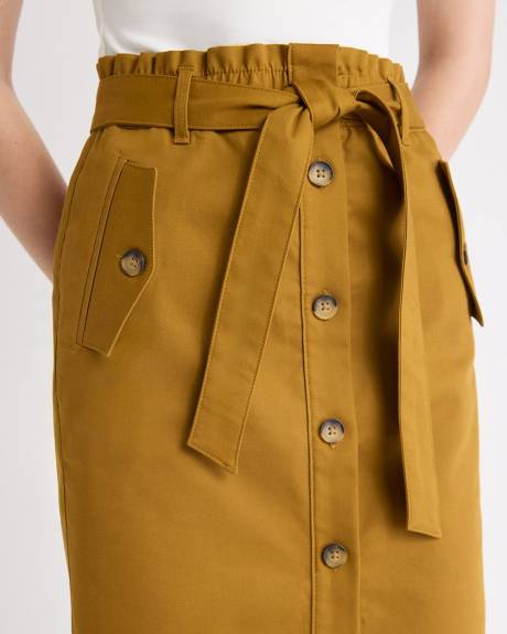 Knee-Length Pencil Skirt with Paperbag Waistband
