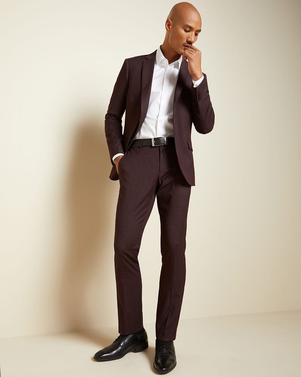 Tailored Fit Dark Burgundy Suit Pant