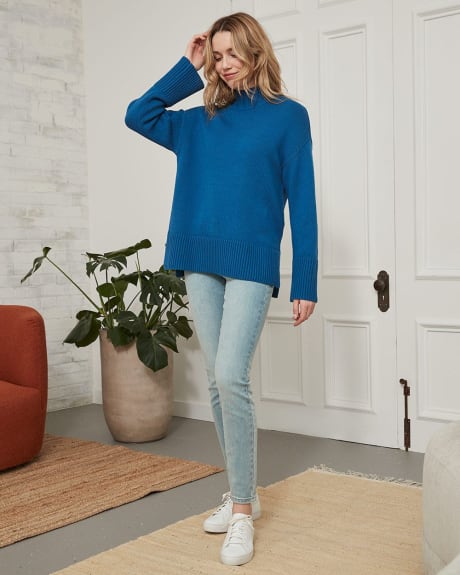 Relaxed Mock-Neck Knit Tunic