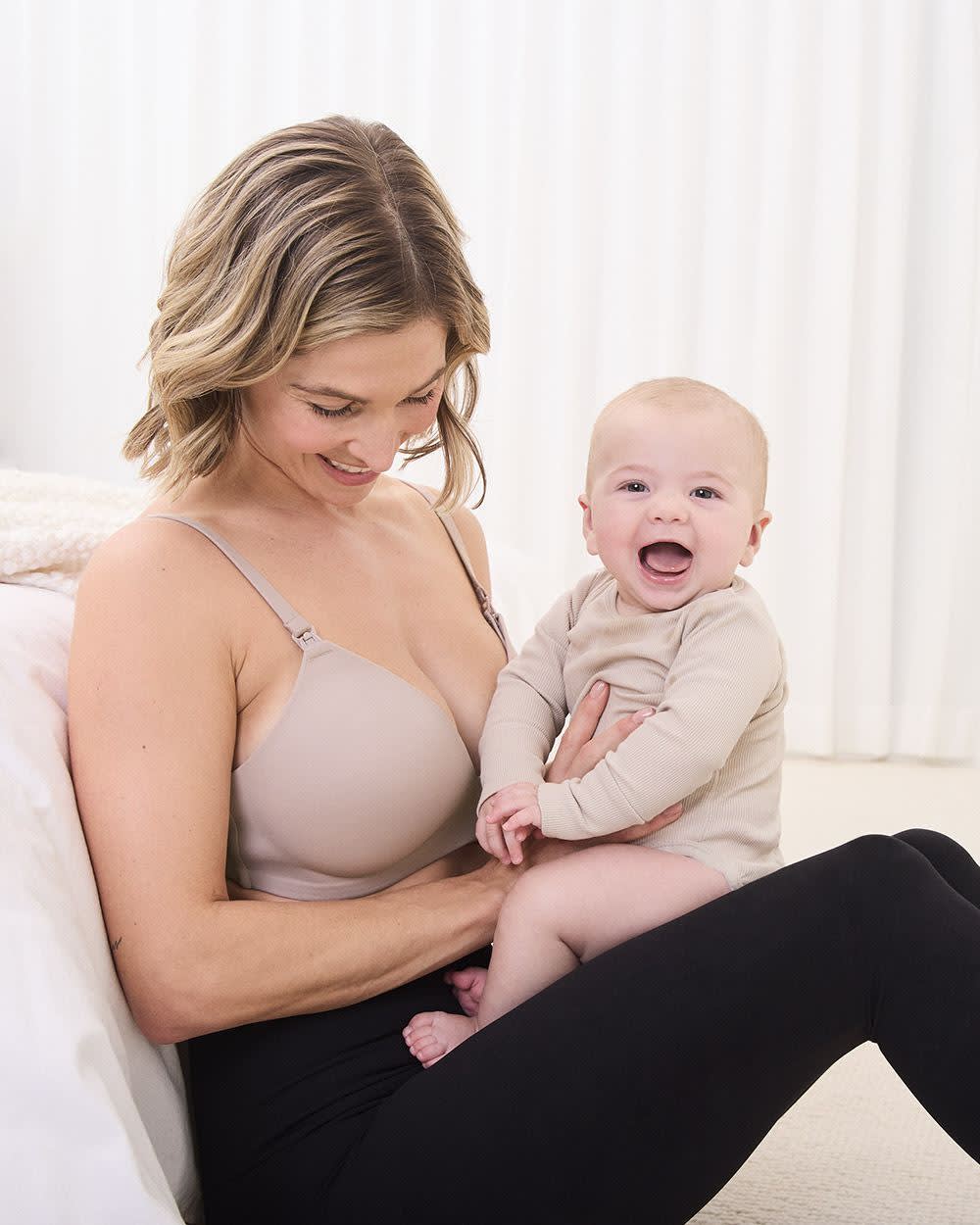  Womens Underwire Nursing Bras Support Full Coverage Lightly  Padded Breastfeeding Maternity Bra Beige 36C