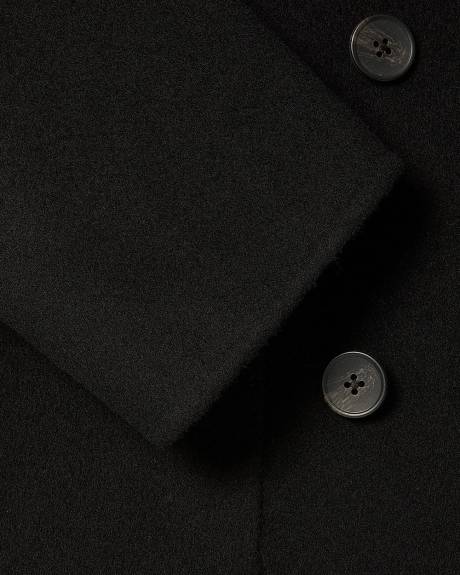 Manteau Long à Boutonnage Double en Mélange de Laine et Cachemire avec Foulard Amovible