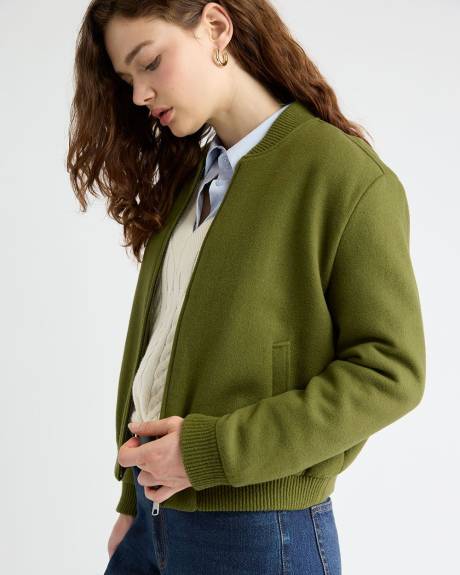Wool-Blend Zip-Up Bomber Jacket