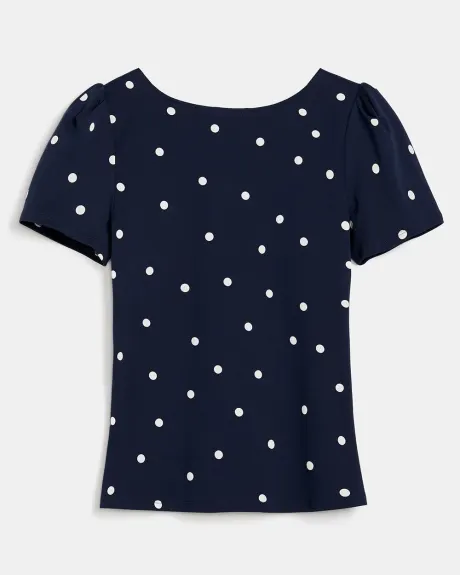 Fitted Cotton Scoop-Neck Short Sleeve T-Shirt