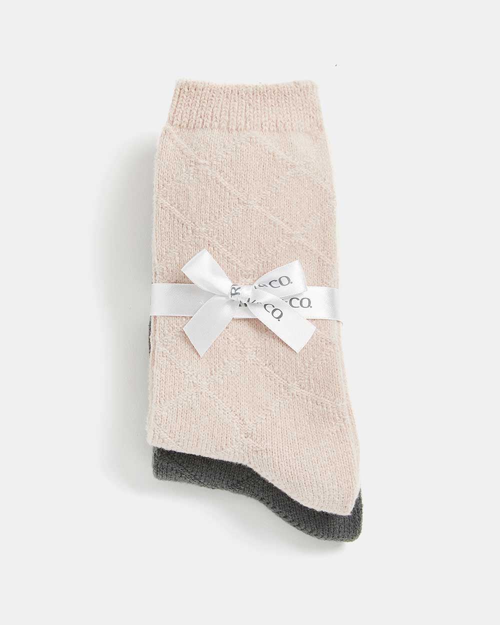 Solid Knit Socks - Two Pairs