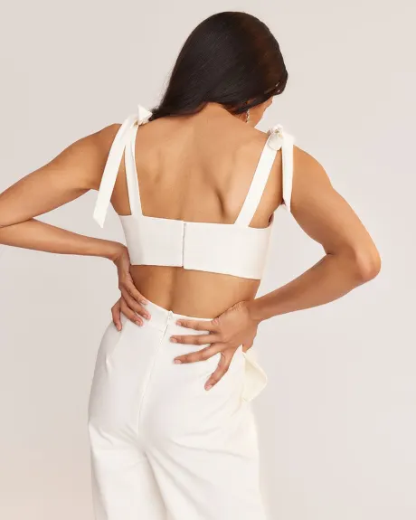 Bi-Stretch Cocktail Jumpsuit with Bow Straps