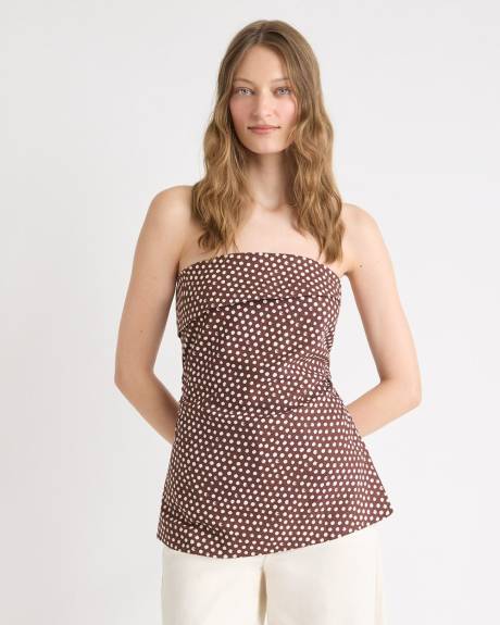 Linen-Blend Straight-Neck Tube Top