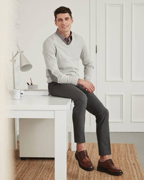 Pull en Tricot &agrave; Col V avec Patchs aux Coudes