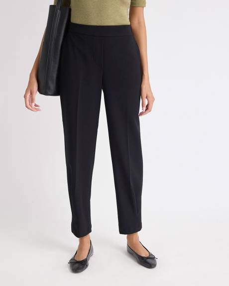 Pantalon Jogger Fluide Noir à Taille Mi-Haute et Jambe Fuselée