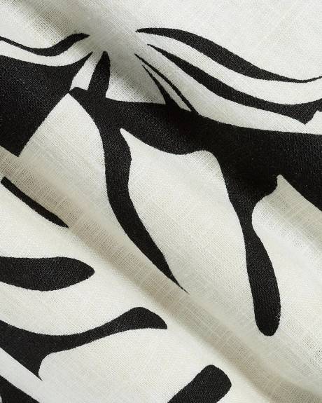 Blouse en M&eacute;lange de Lin &agrave; Manches Courtes et Col Chemisier