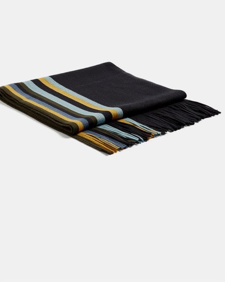 Yellow and Khaki Stripes Knit Scarf