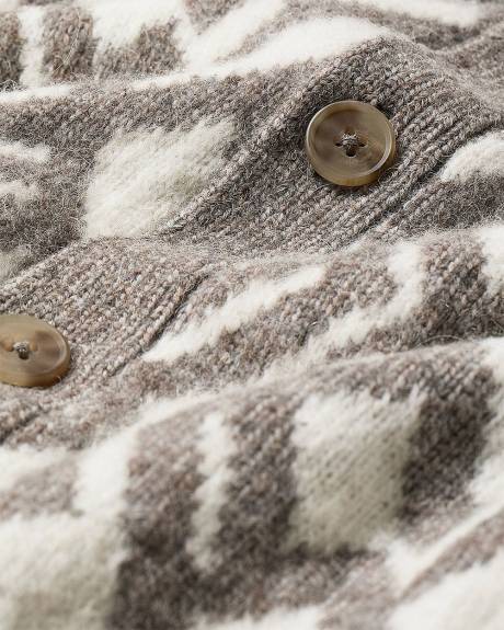 Alpaca-Blend Argyle Cardigan