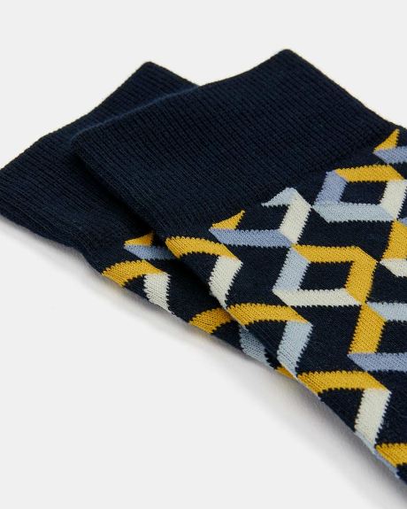 Yellow and Blue Geo Socks