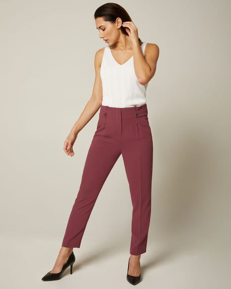 Buttoned High-waist pleated pant
