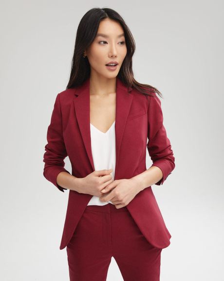 Long Fitted Solid Blazer