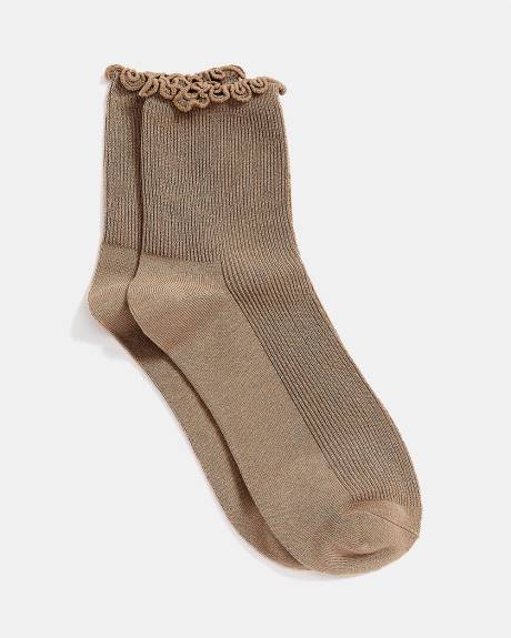 Curly Edge Mid-Ankle Ribbed Socks